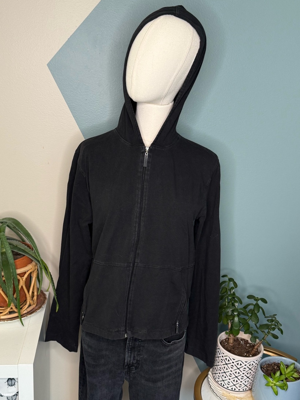 Danskin Black Zip Hooded Athleisure Yoga Jacket Medium - Picture 3 of 12